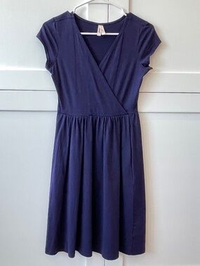 EUC Pact Fit & Flare crossover dress in Purple Eclipse XS